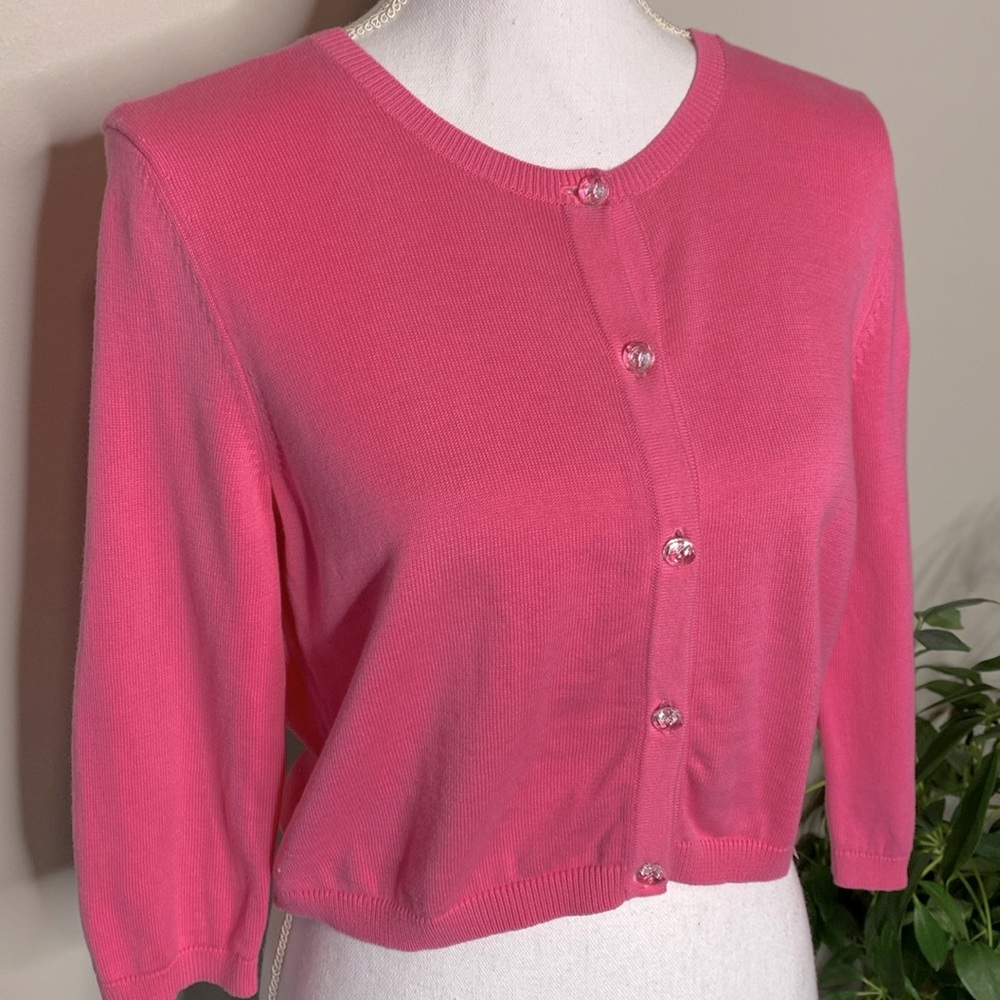 Lilly Pulitzer Pink Cropped Cardigan - Picture 2 of 5